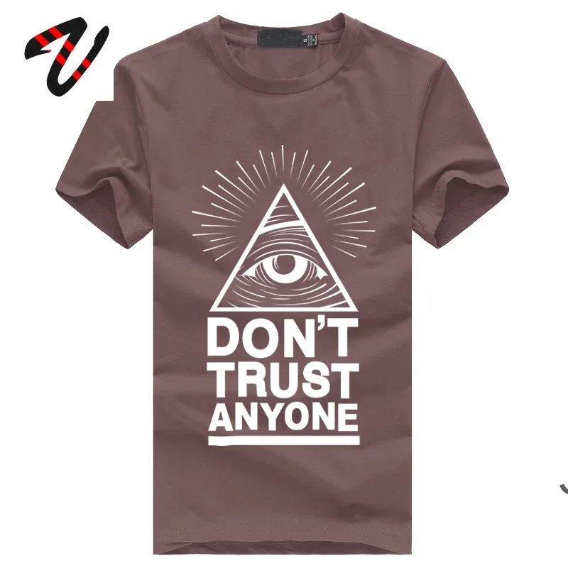 Regular Men's T-Shirt Don't Trust Anyone Illuminati All Seeing Eye 2019 Fashion Print Tshirts Casual Streetwear Brand Clothing