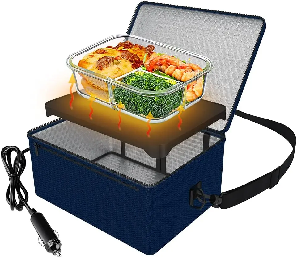 

12V Portable Car Oven - Heated Lunch Box for Road Trips & Camping, Reheat & Cook Meals On-the-Go