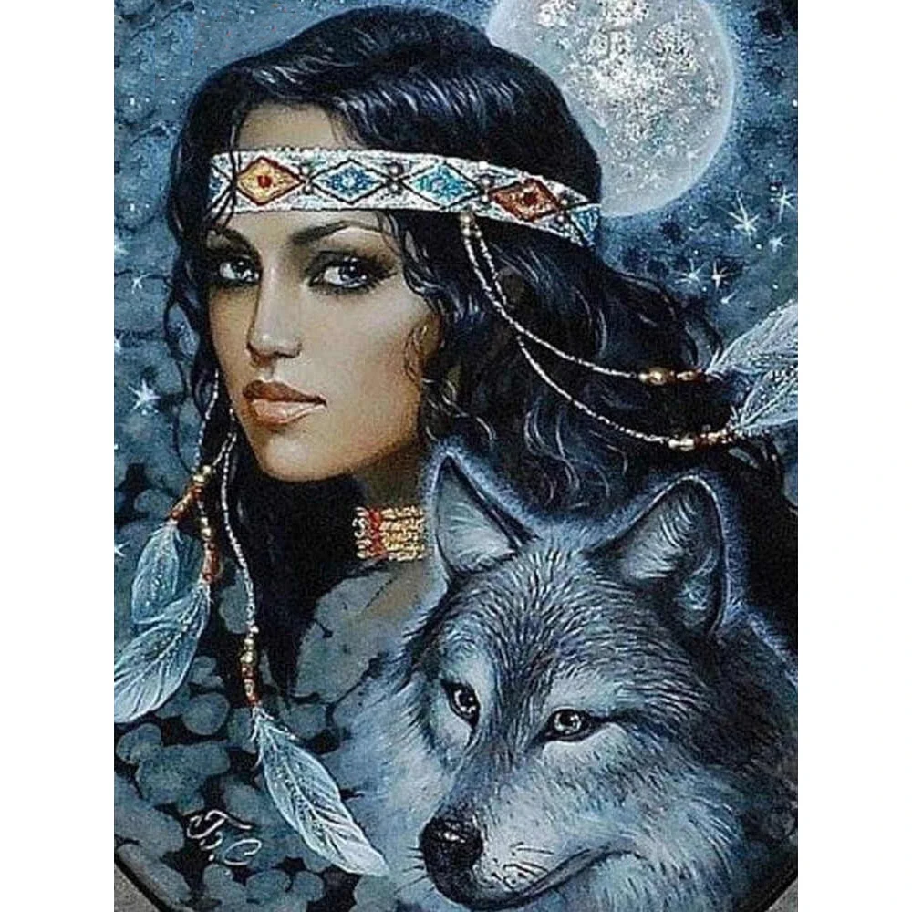 

Indian Wolf Animal DIY Embroidery 11CT Cross Stitch Kits Craft Needlework Set Printed Canvas Cotton Thread Home Room