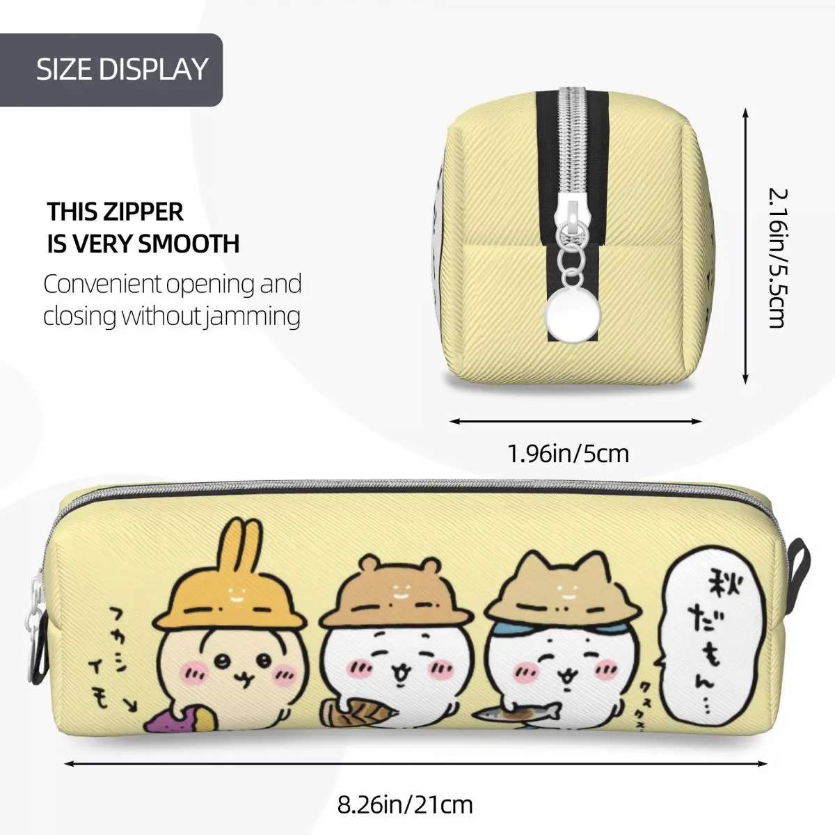 Kawaii chiikawa anime dos desenhos animados lápis caso lápis titular caneta crianças grande capacidade saco material escolar zíper papelaria