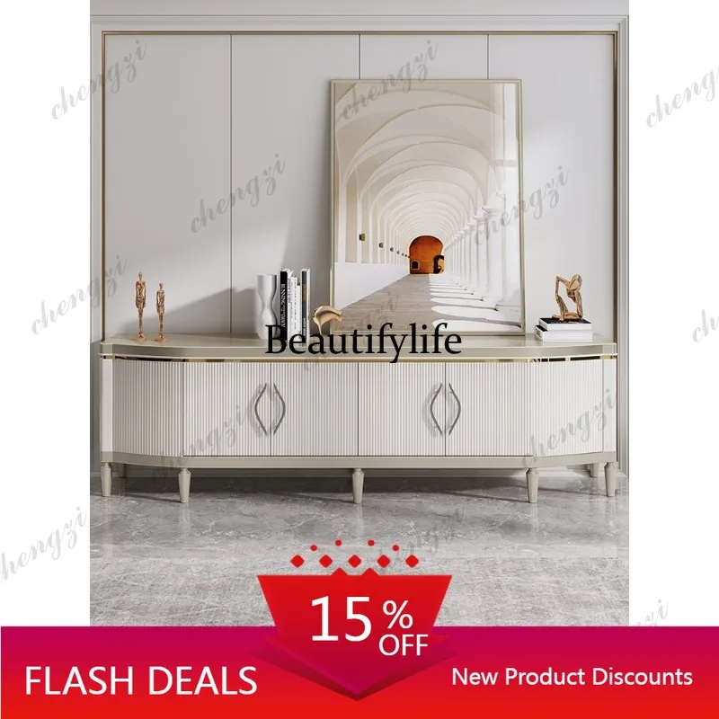 D80 American light luxury coffee table TV cabinet combination set Modern home living room Solid wood villa furniture