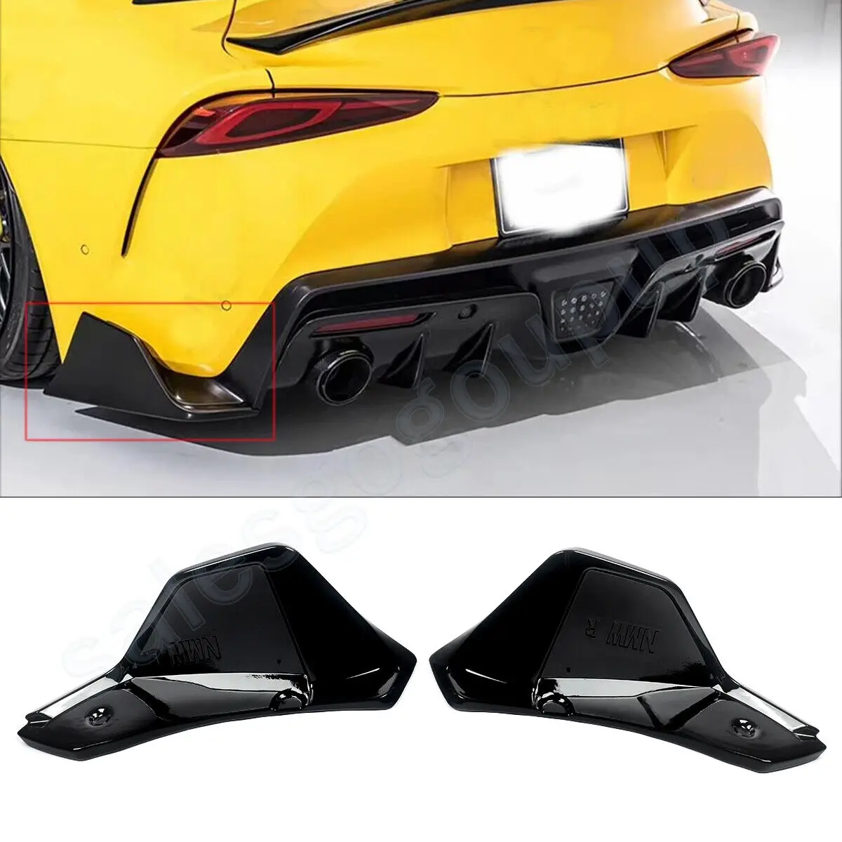 FOR 19+ TOYOTA SUPRA A90 A91 AG TYPE GLOSS BLACK REAR BUMPER SPLITTER LIP APRONS