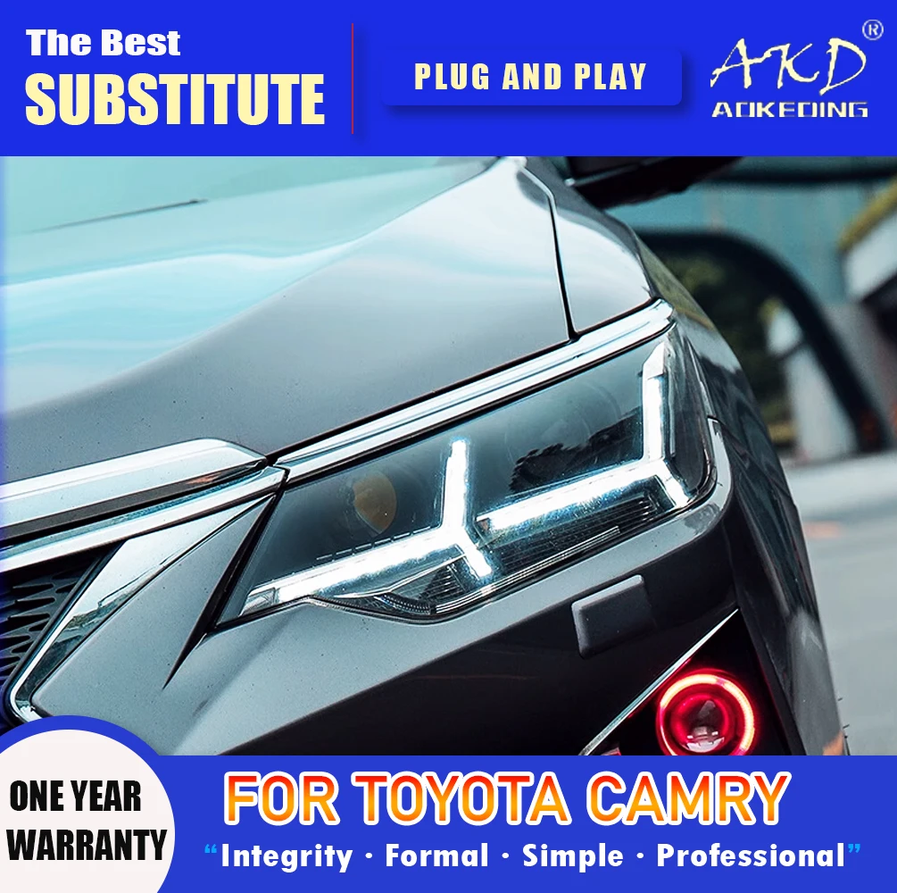 

AKD Head Lamp for Toyota Camry LED Headlight 2015-2017 Headlights Camry DRL Turn Signal High Beam Angel Eye Projector Lens