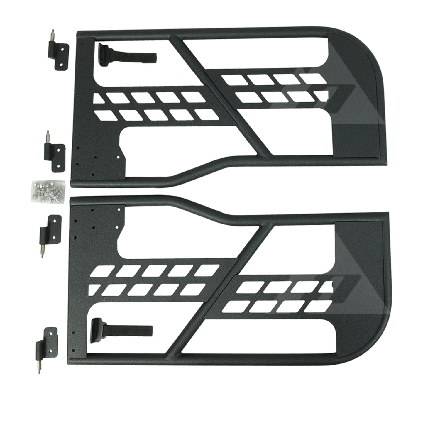 فولاذ أسود 2 باب نصف باب أنبوب الباب مع مرآة الرؤية الخلفية الجانبية لسيارة جيب لرانجلر Jk 2007-2017 J197