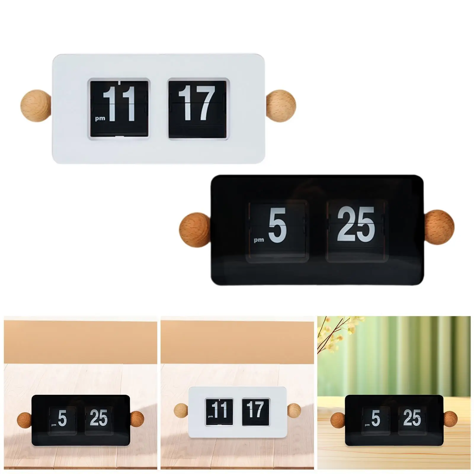 Auto Flip Table Clock Desktop Ornament for TV Cabinet Bedside Dining Table