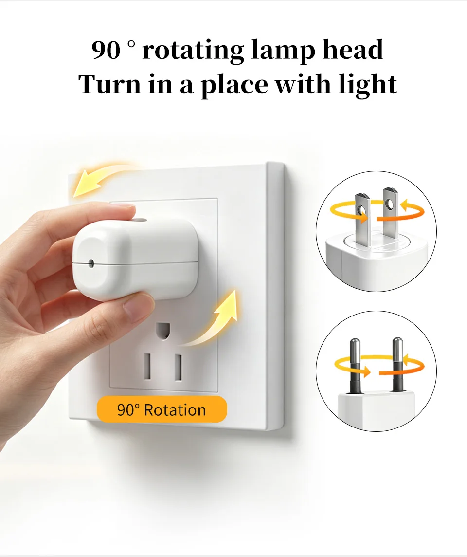 EU US Plug LED Night Light Dusk to Dawn Auto On/Off Warm/Cool White Night Lamp for Bedroom Hallway Stairs Kitchen Energy Saving
