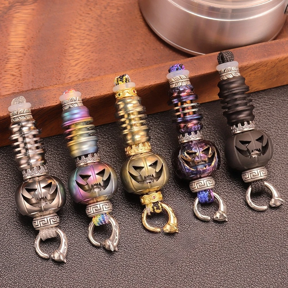 Pumpkin EDC Handmade Woven Pendant Fingertip Push Card Pendant EDC Stress Relief Toy