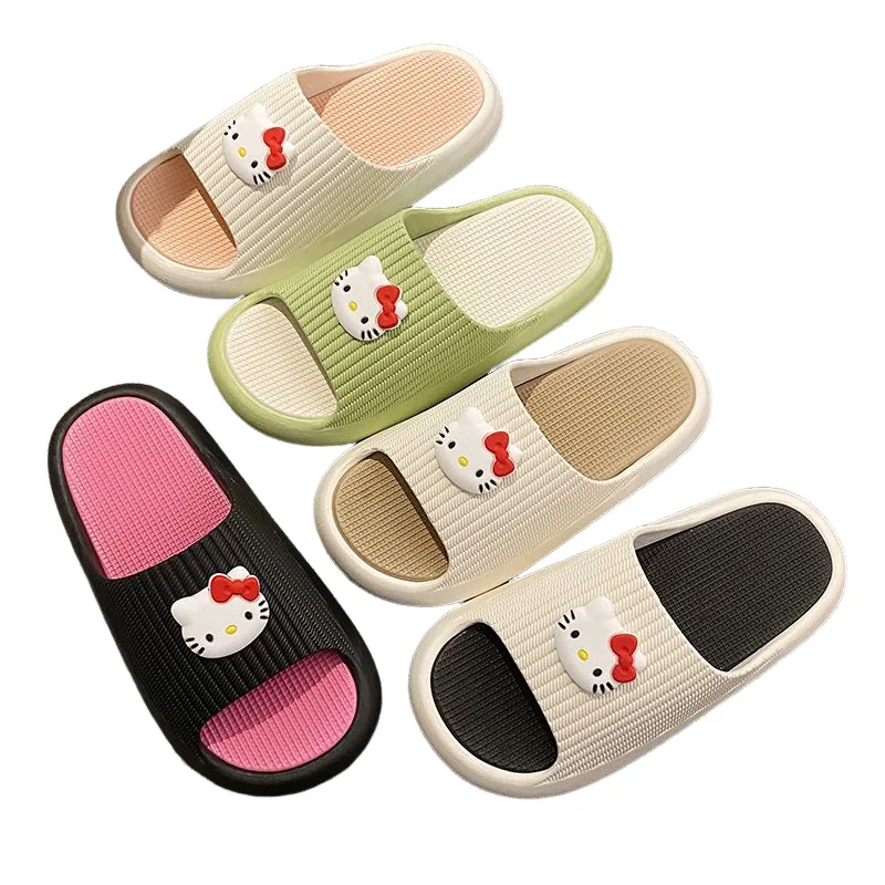 

Sanrio тапочки с героями мультфильмов «Hello Kitty», милые тапочки для девочек, студентов, толстая подошва, пара, ванна, домашняя и уличная одежда, повседневные тапочки для общежития