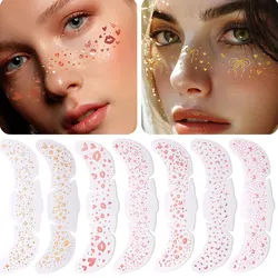 Waterproof Glitter Fake Freckles Tattoo Stickers for Valentine's Day Stars Moon Lips Design Face Makeup Patch for Music Party