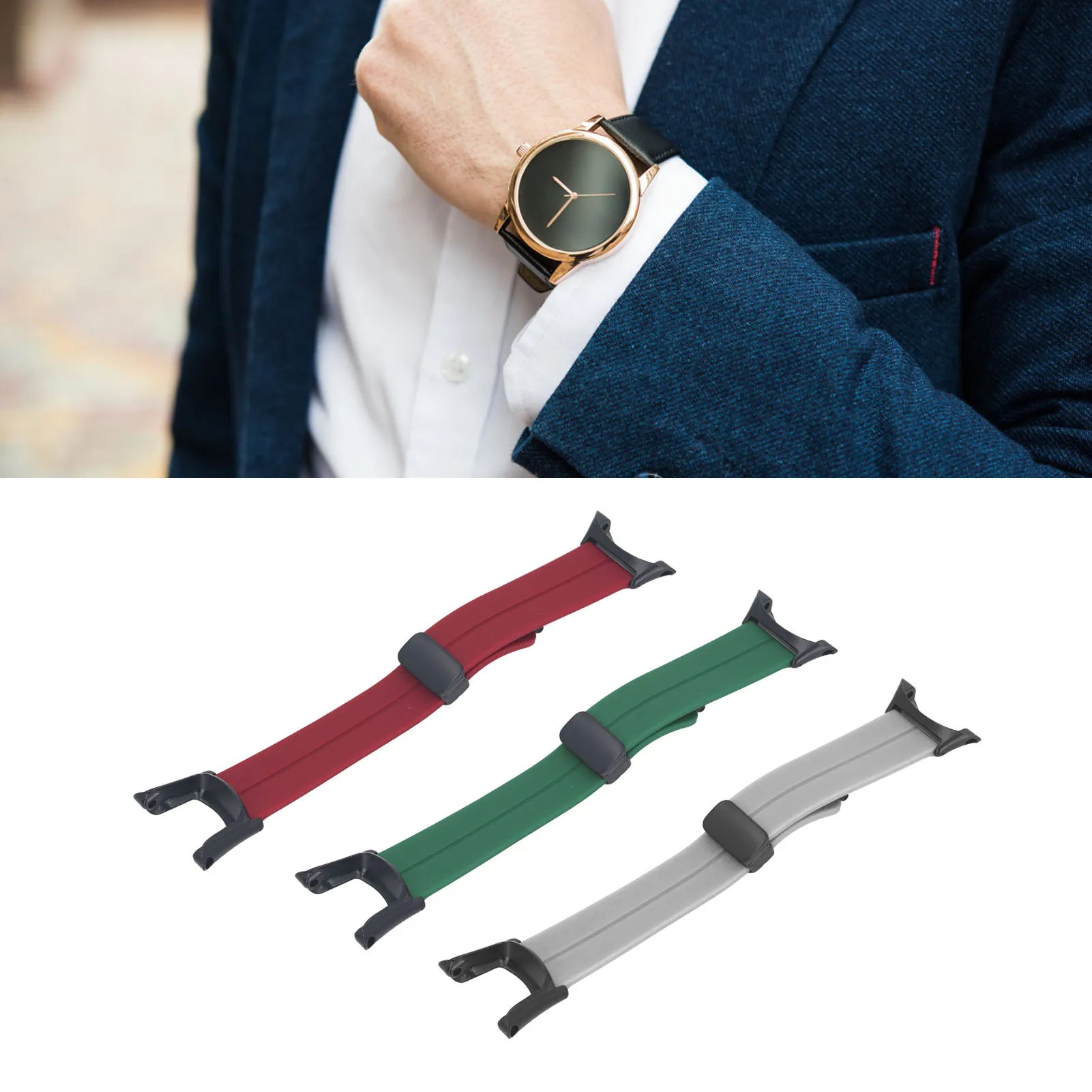 Magnetic Closure Watch Band Waterproof Adjustable Skin Friendly Soft Silicone Magnetic Watch Band for 1 2 2S 2R 3 Sport 3 Peak