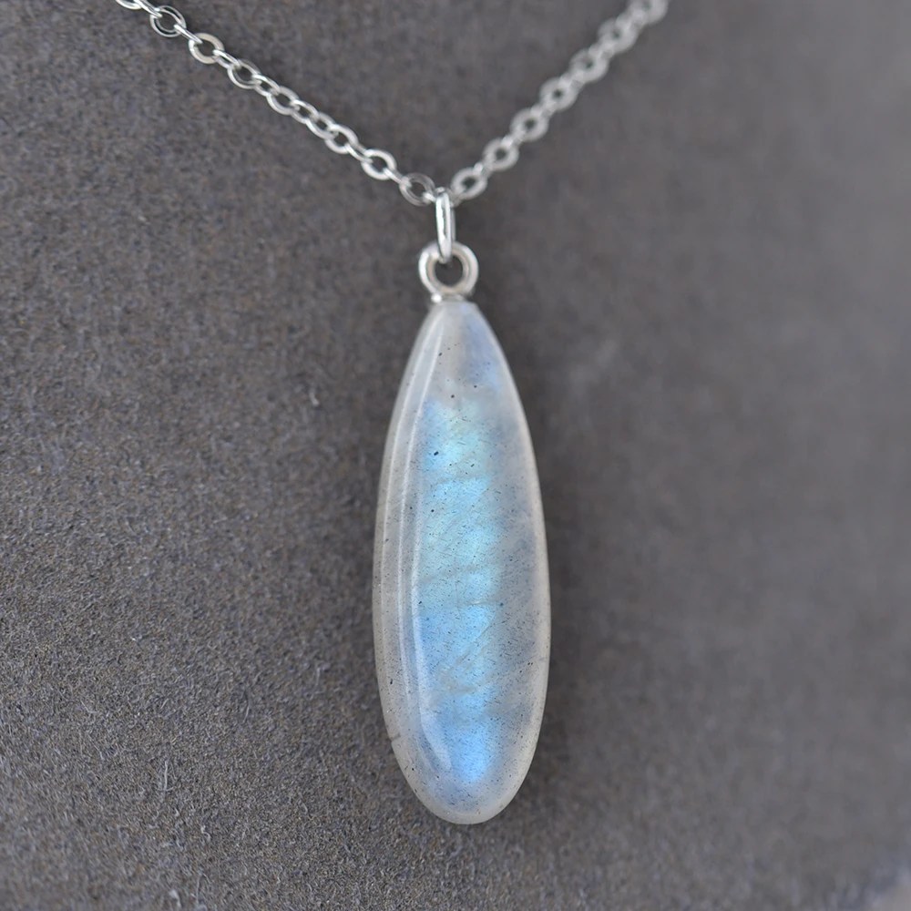 ITSMOS Teardrop Labradorite Long Raw Crystal Pendant Protection Stone Necklace Moon Goddess Jewelry Gift for Spiritual Women view 4
