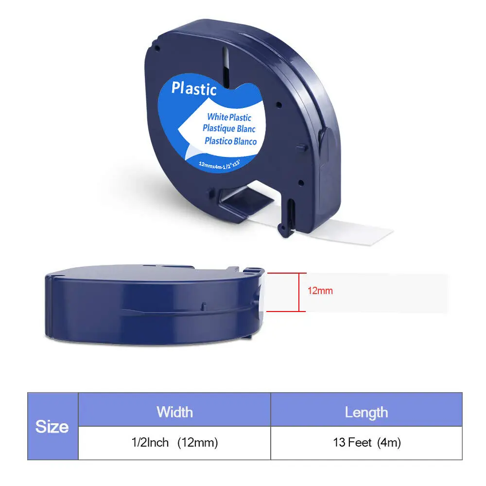 91331 16952 Compatible for Dymo Letratag 12mm Plastic Label Paper Tape Fabric White for LetraTag LT-100H Labelmaker 200B QX50