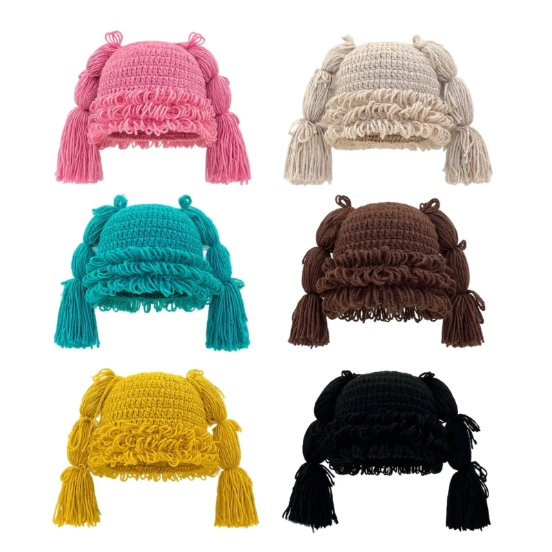 Harajuku Knitting Hat for Teens Handmade Braid Hat Breathable 2000s Sweet Girls Pullover Hat Street Wear Headpiece DXAA