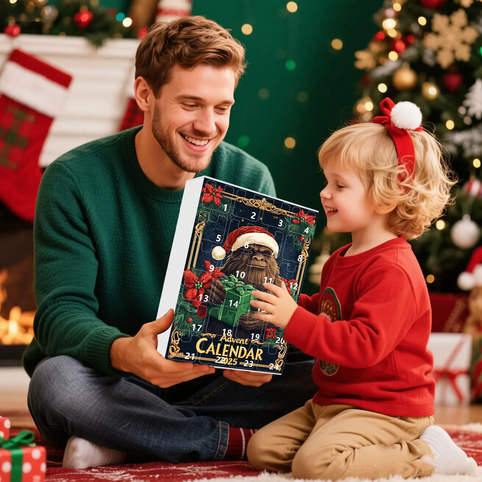 Vintage Advent Calendar Christmas Countdown Christmas Countdown Set For Apes Christmas Large Hour Glasses with Sand 60 Minutes