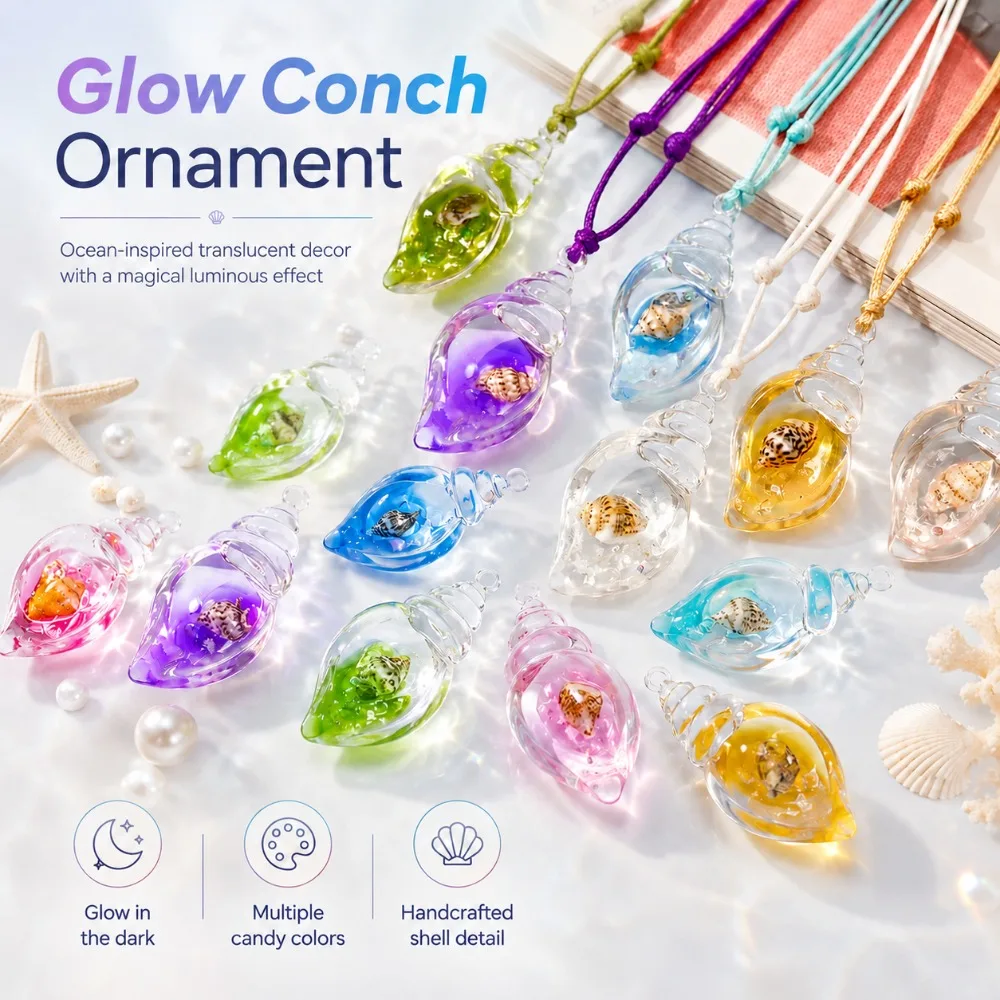 10pcs Transparent Noctilucent Resin Conch Charms Colorful Acrylic Pendant DIY Bag Charm Jewelry Necklace Earrings Keychain