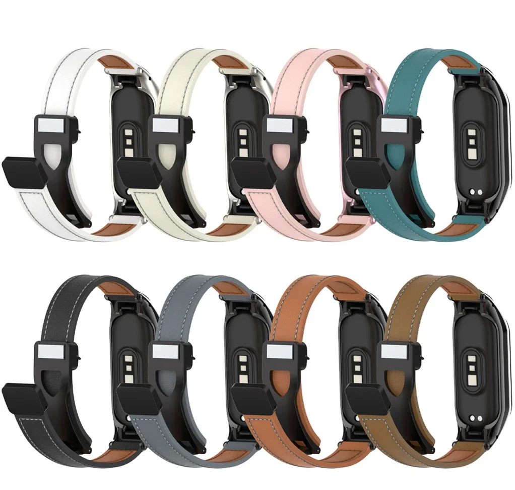 Leather Bracelet for Xiaomi Mi Band 7 6 5 NFC Magnetic Buckle Stainless Steel Case for Xiaomi Mi Band 3 4 Lady Style Accessories