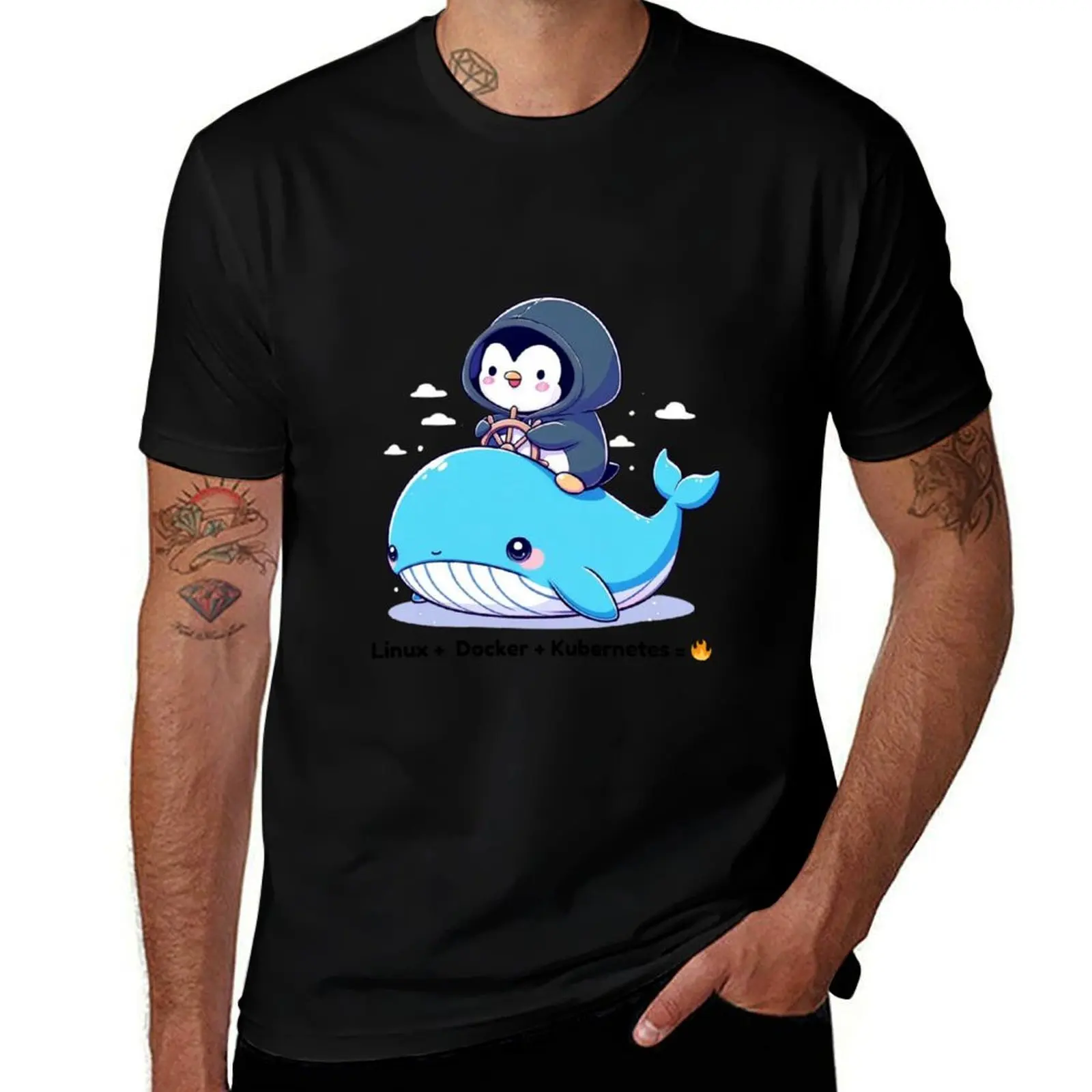 Linux + Docker + Kubernetes = ? T-Shirt Big and Tall Solid Color T-Shirt