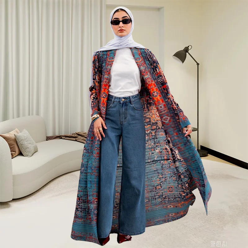 

Modern Abaya Pleated Women's Muslim Long Dresses Modest Prayer Dresses For Worship Scenes Loose Plus Size Elastic Long 55 inches