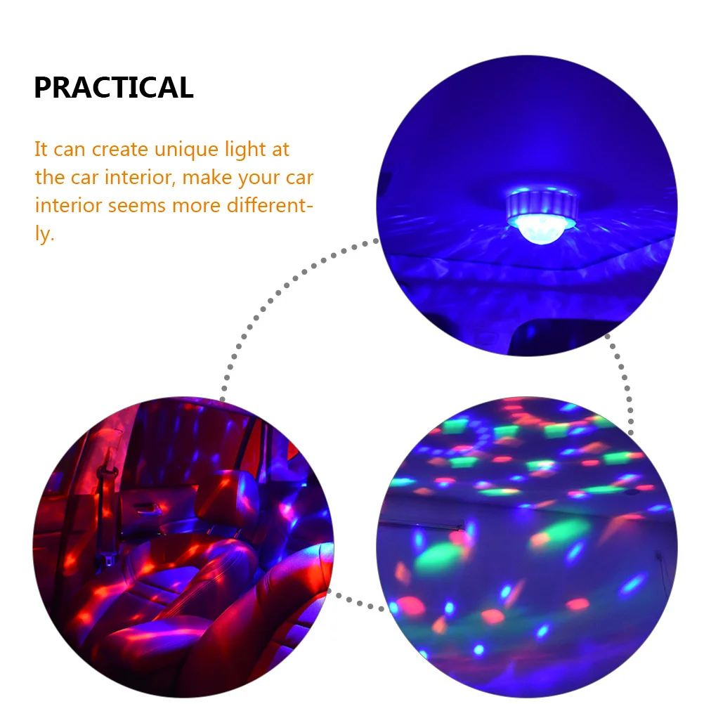 2 مجموعات البسيطة ديسكو الكرة أضواء السيارة LED USB شحن سيارة الداخلية جو مصابيح الصوت المنشط ضوء المحمولة كشاف إضاءة للحفلات
