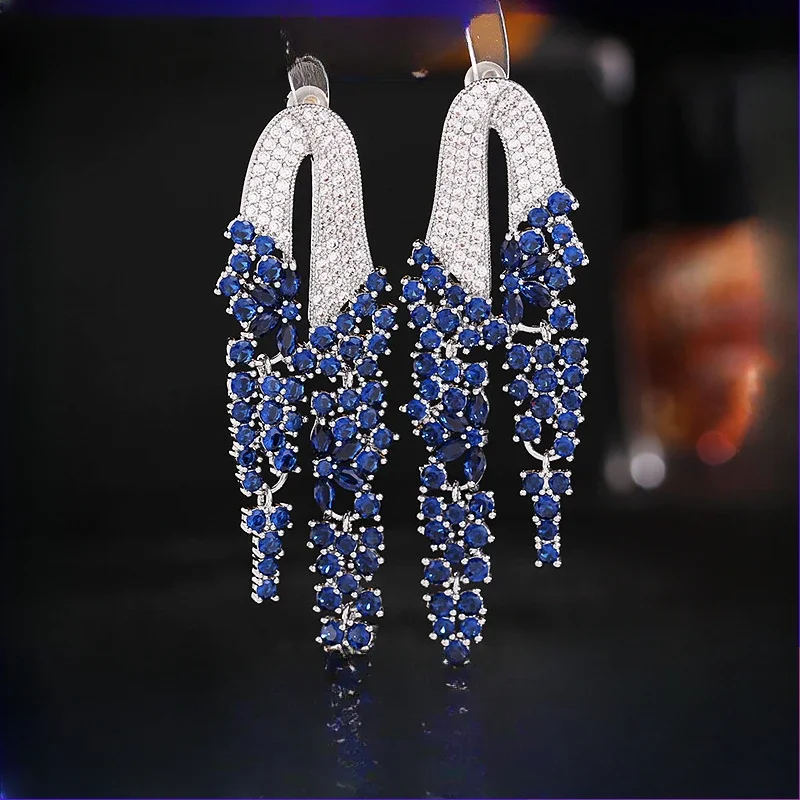 

S925 Silver Pin Long Earrings with French Elegant Style | Dinner Dress Jewelry | Luxury Modern Women's Accessories