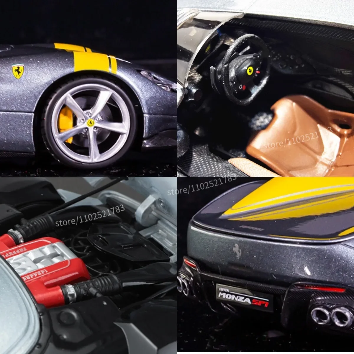 Bburago 1:24 Ferrari 250 GT Replica Metal Diecast Car Model Scale 458 488 Miniature Toy - Perfect Gift for Ferrari Enthusiasts