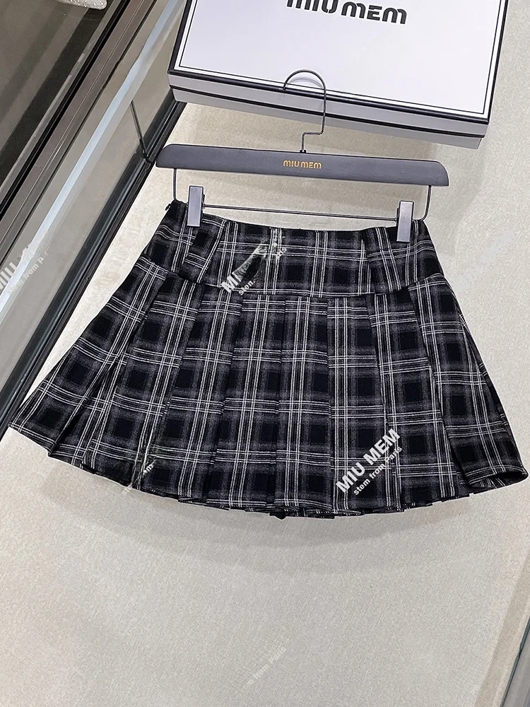 

High Waist Pleated Skirt ort Skirt College Sle Ches Polyester Fiber A-Line Silhouette Print Design Commute Simple