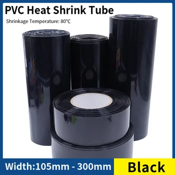 1/8/15M PVC Heat Shrink Tube 18650 Lipo Battery Pack 105 ~ 300mm Insulated Protection Film Wrap lithium Case Cable Sleeve Black