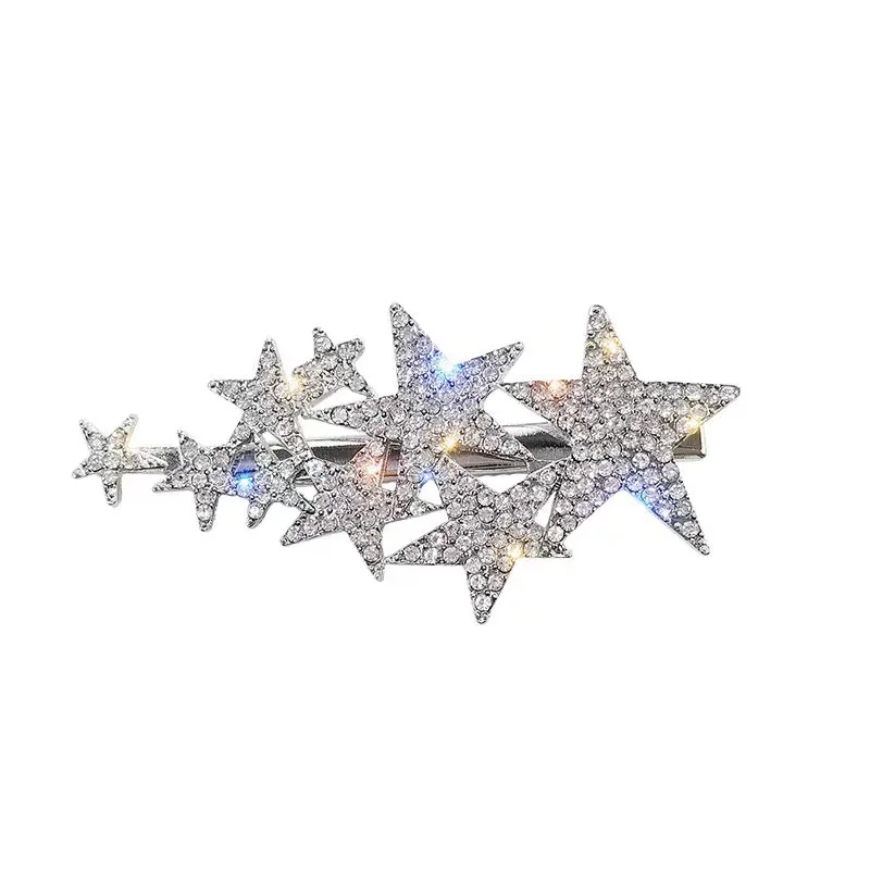 Women Shiny Stars Rhinestone Hairpins Crystal Hair Clips Barrette Slide Grips Bangs Clip Sweet Headwear Korean Hair Accessories