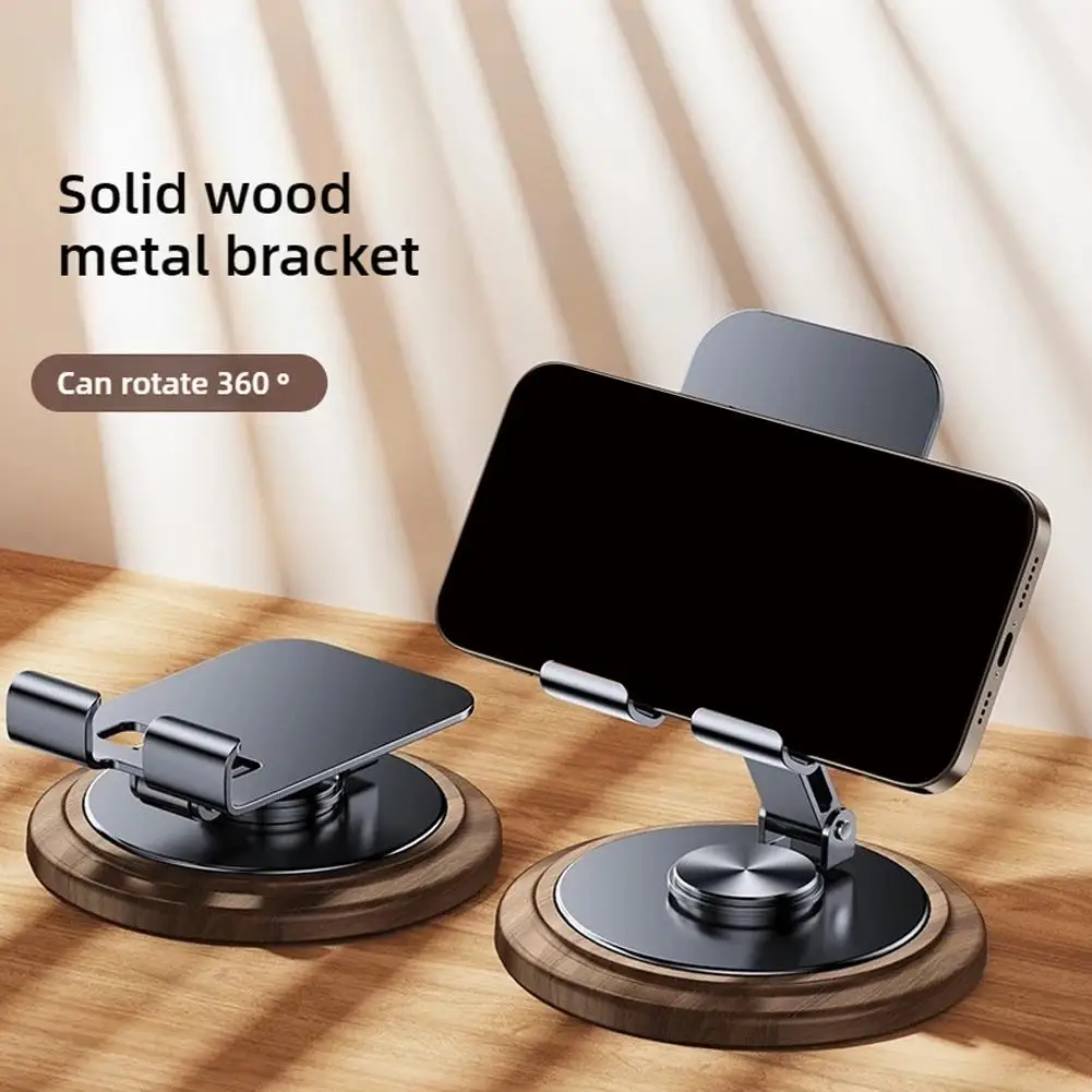 Metal Wooden Rotating Folding Phone Holder Stable Support Lazy Tablet Capacity Decompression Strong Anti-slip Holder Bearin O4d5