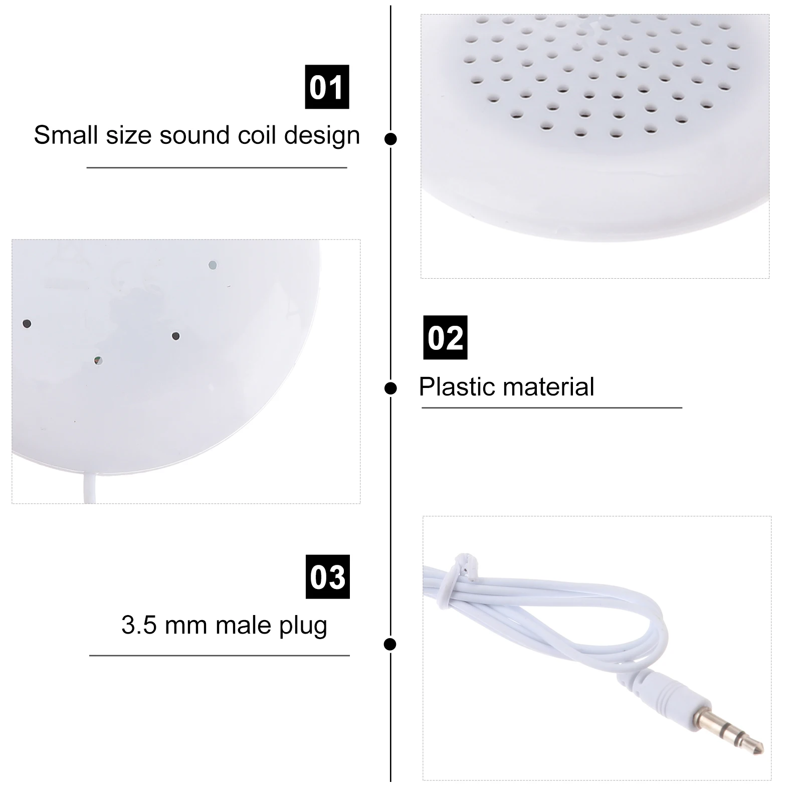 

3.5mm Portable Music Pillow Speaker Mini Sound Coil Bedside Sleep Under Plastic Easy Connection Compact Lightweight
