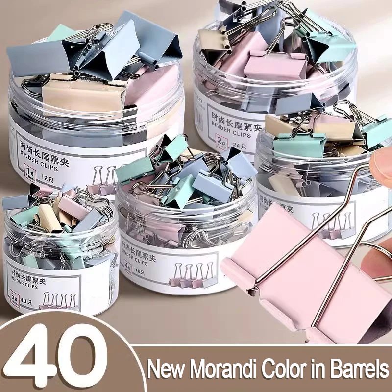 Color Long Tail Clip Wholesale Small Morandi Tailcoat Clip Large Stainless Steel Clip Office Student Storage Iron Clip