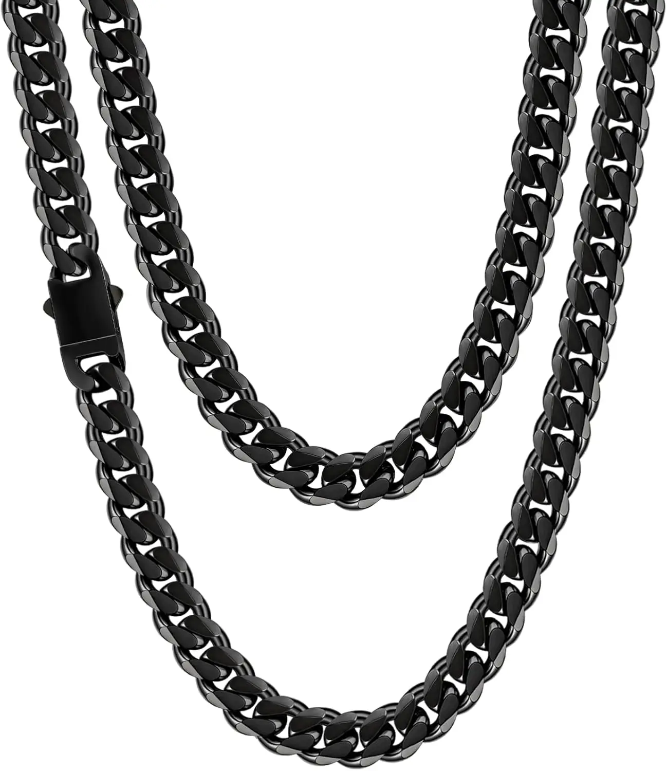 

Мужские цепочки Fiusem Cuban Link 3,5 мм, серебристого/черного цвета/покрытые 14-каратным золотом, из нержавеющей стали, длина 16, 18 дюймов.