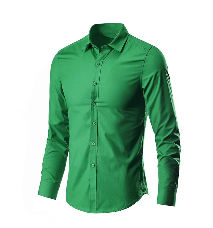 

Slim Fit Casual Long Sve irt Busin Faion Leisure Wear Pure Color arp Collar Youth Trend Autumn Spring Faion