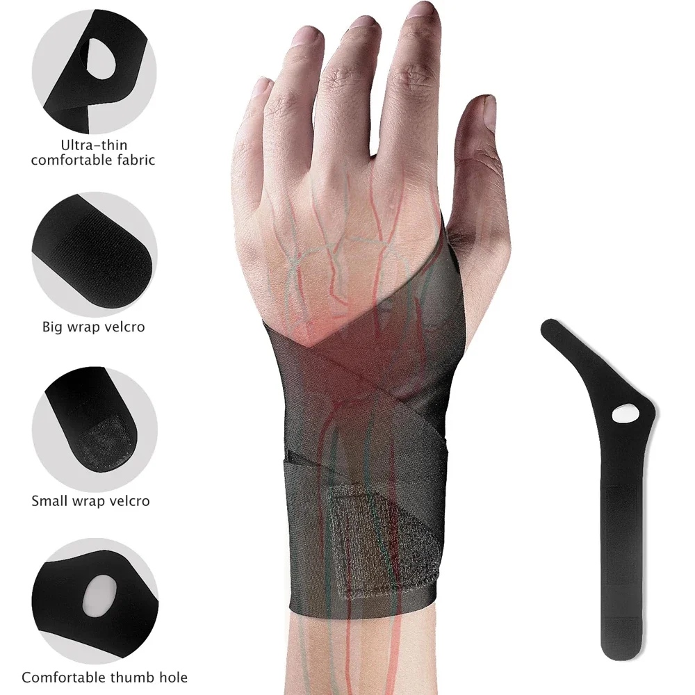 "1/2 peças de cinta de pulso para alívio da dor no túnel do carpo e da artrite – suporte de compressão ultrafino e respirável para uso diário
