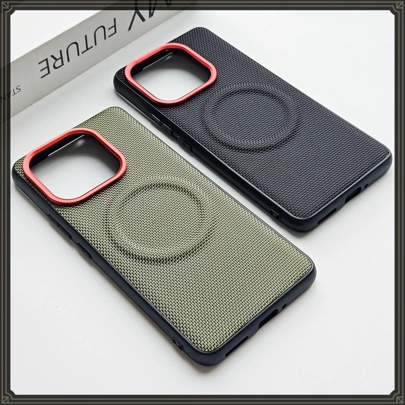 Für Realme 16 Pro Plus Hülle ELVEV Magnetische Luxus-Carbonfaser-Muster PU-Leder + TPU Anti-Fall-Handyhülle mit kabelloser Ladefunktion