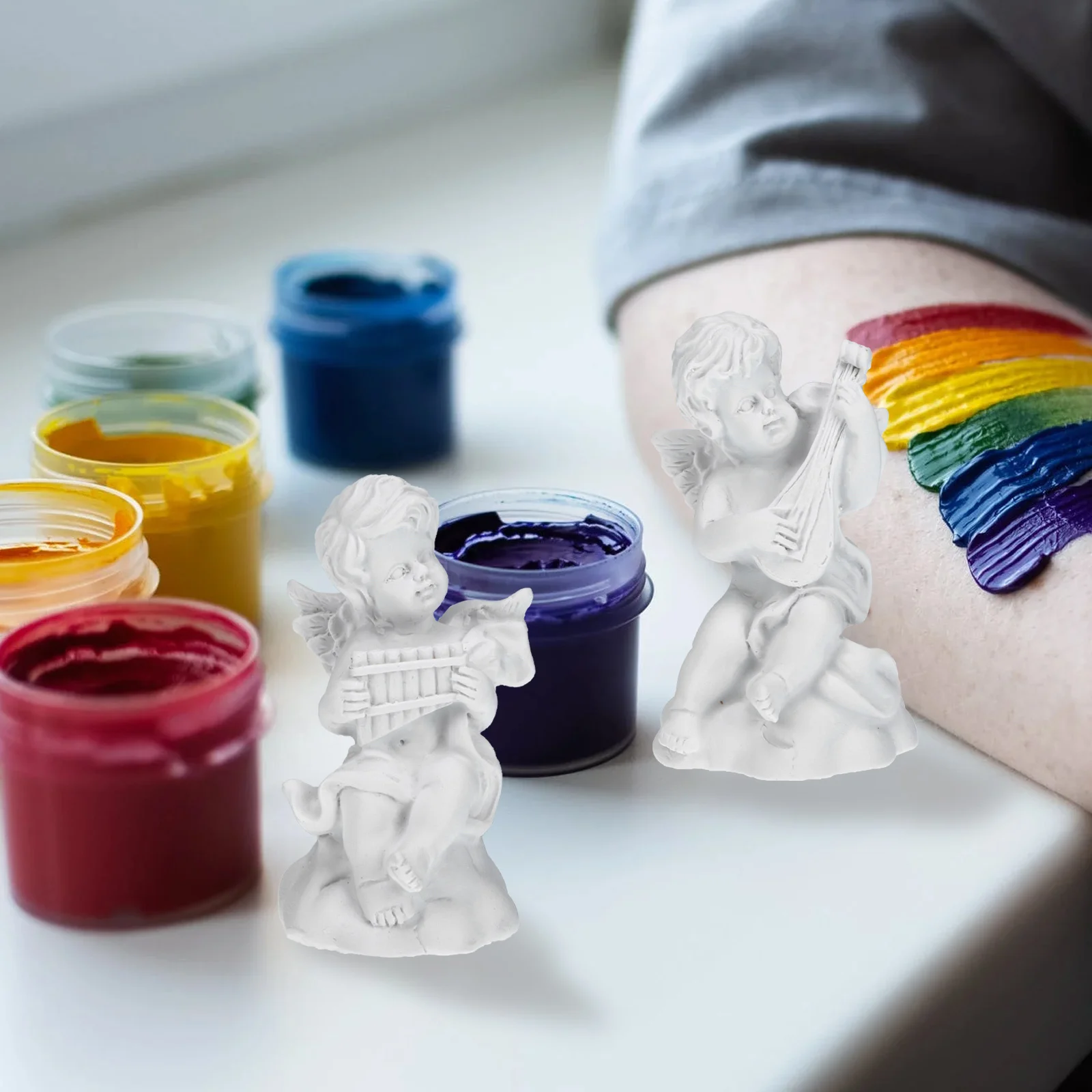 

4Pcs Resin Angel Statue Retro Desktop Ornament Home Office Craft Decor Lovely Angel Sculpture Lovely Figurine Ornaments