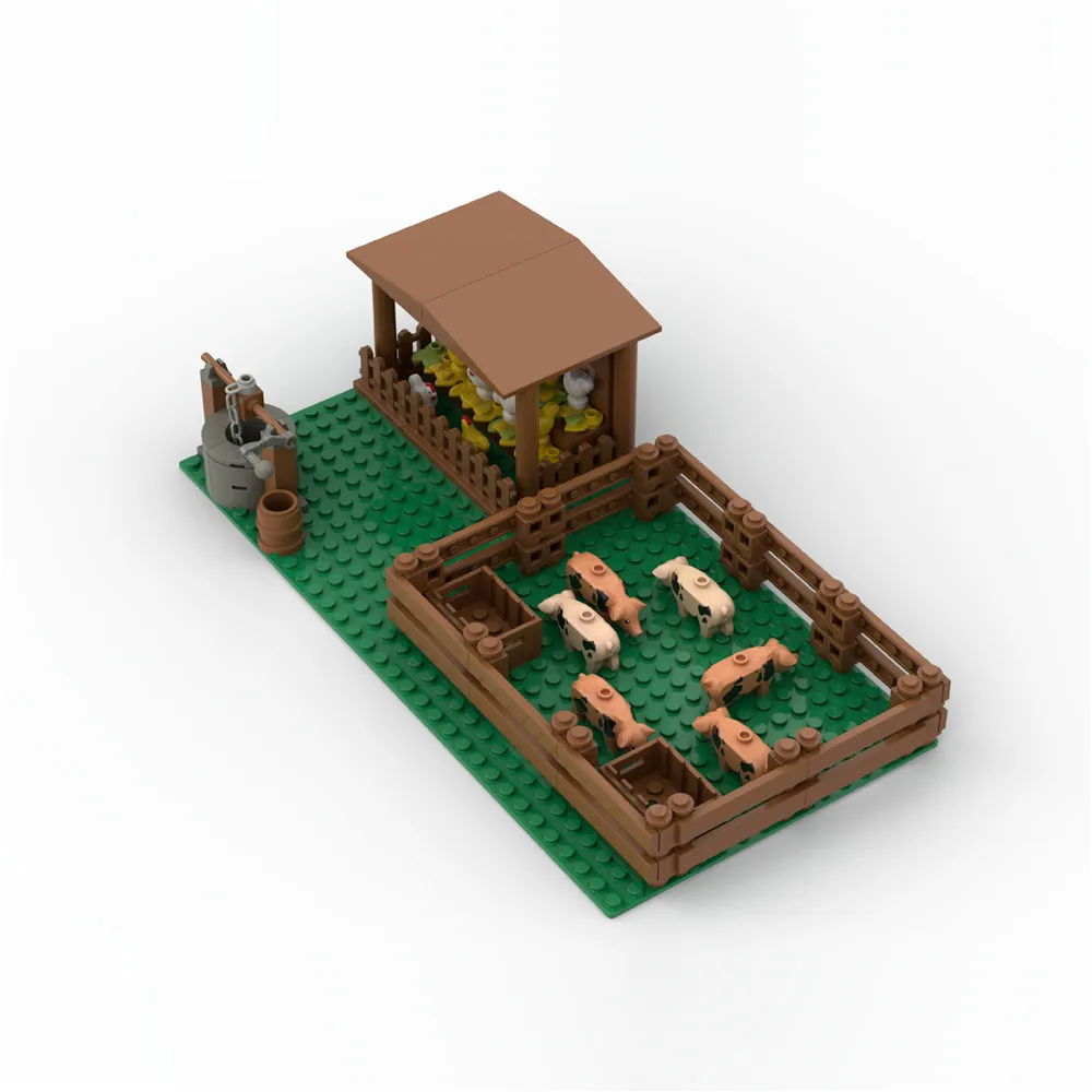 MOC動物ビルディングブロックシティファーム鶏小屋鶏豚ハウスブロックDIYおもちゃ子供男の子女の子誕生日プレゼント子供のおもちゃ