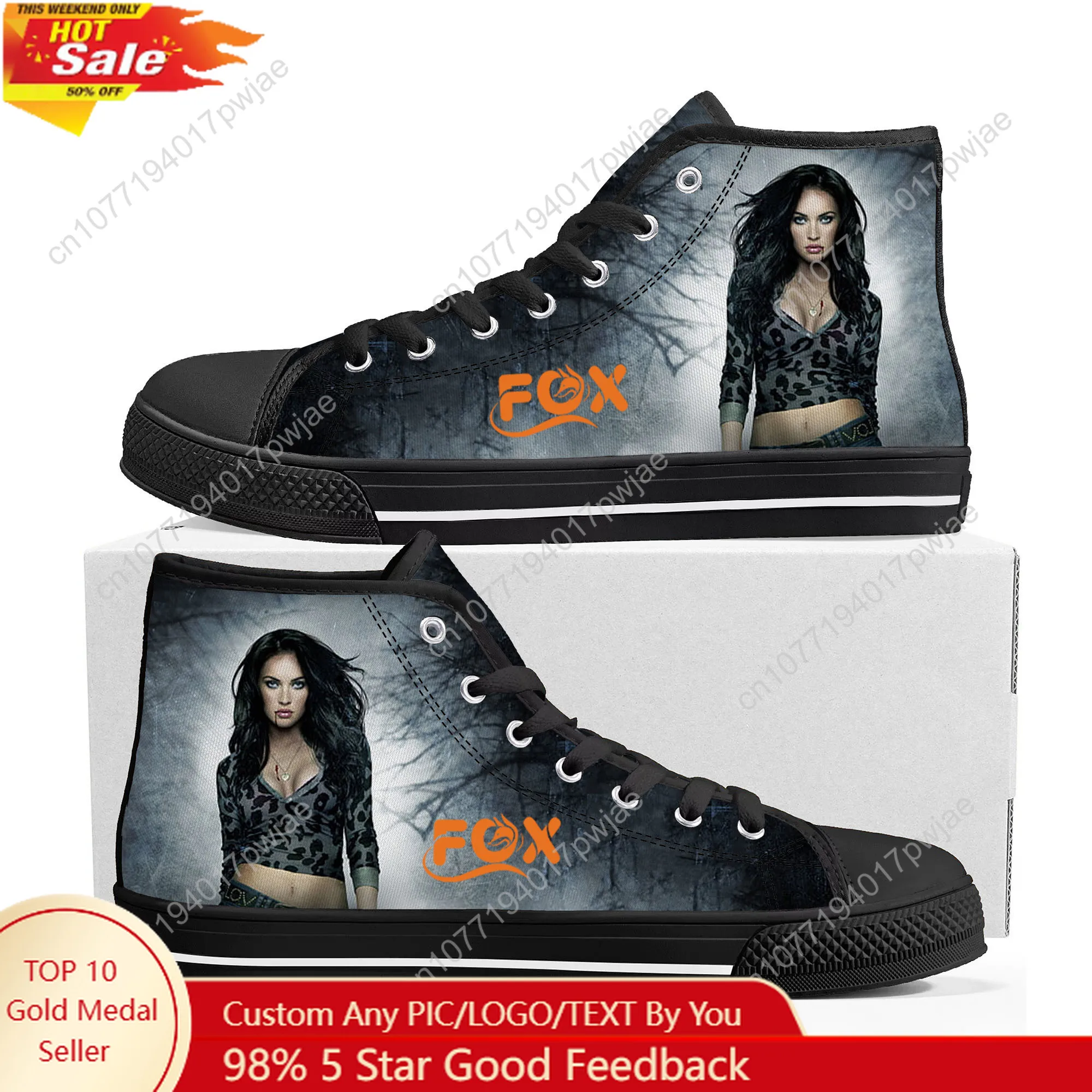 

Megan Fox Actor Singer High Top High Quality Sneakers Mens Womens Lightweight Canvas Sneaker Ghana Hiking Casual Custom Shoes