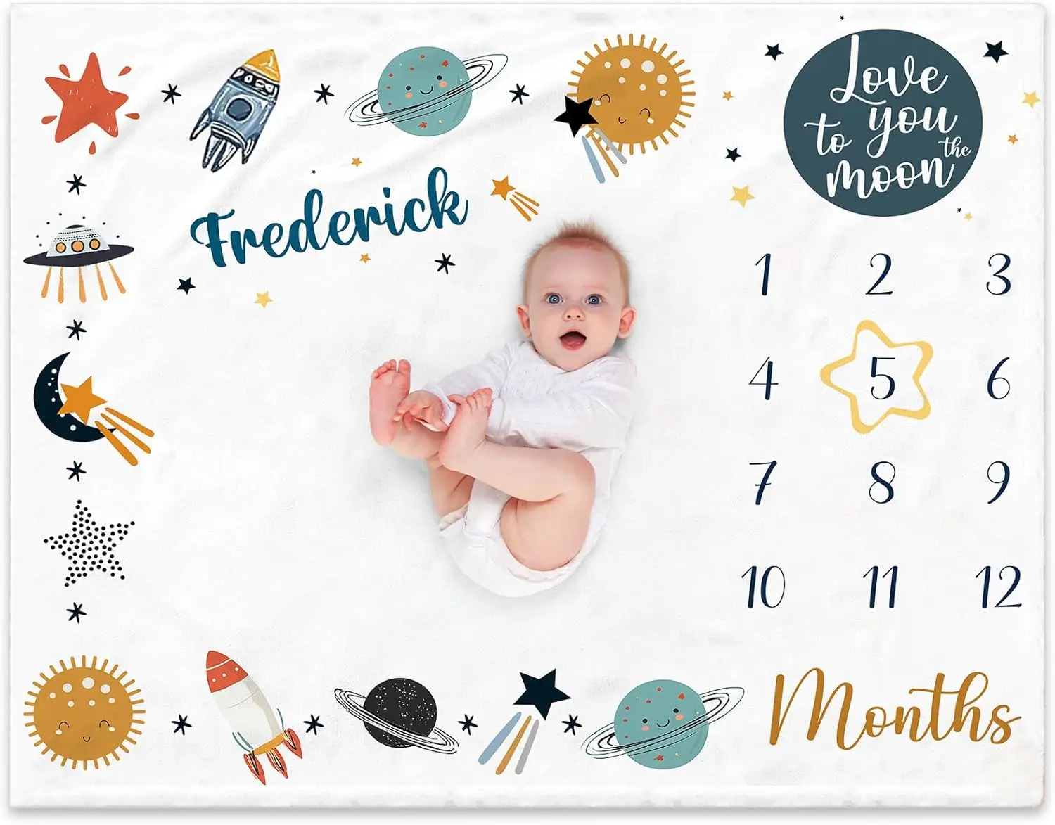 VIKAMA ベビーブランケット、月齢成長マイルストーンフリースカバーブランケット、男の子にも女の子にも適しています、写真背景ブランケット