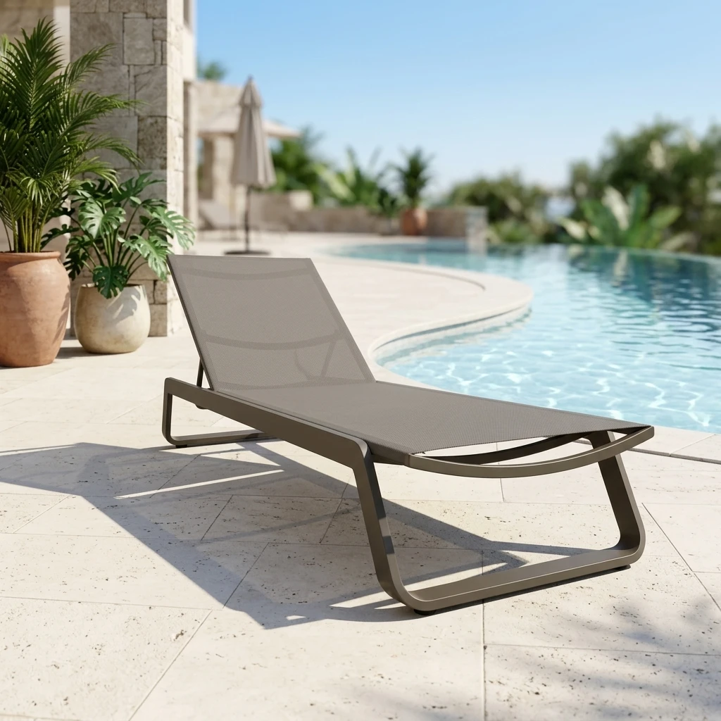 xx-Mesh Chaise Lounge Aluminum Frame Beach Service Rental Poolside Mesh Sun Poolside Commercial Sunbed Outdoor Sun Lounger