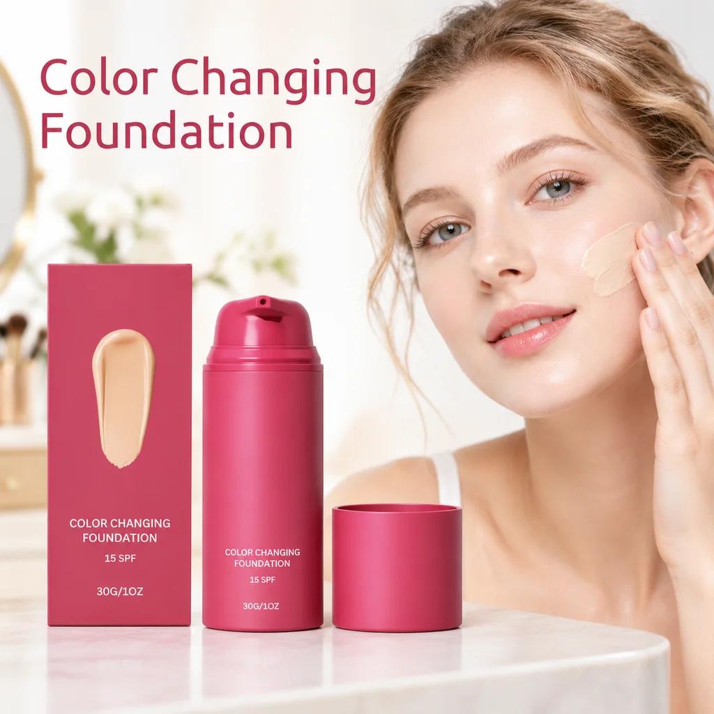 Color Changing Foundation, Temperature Adaptive Makeup Base, Moisturizing Liquid Foundation, Natural Face Makeup for Daily Use
