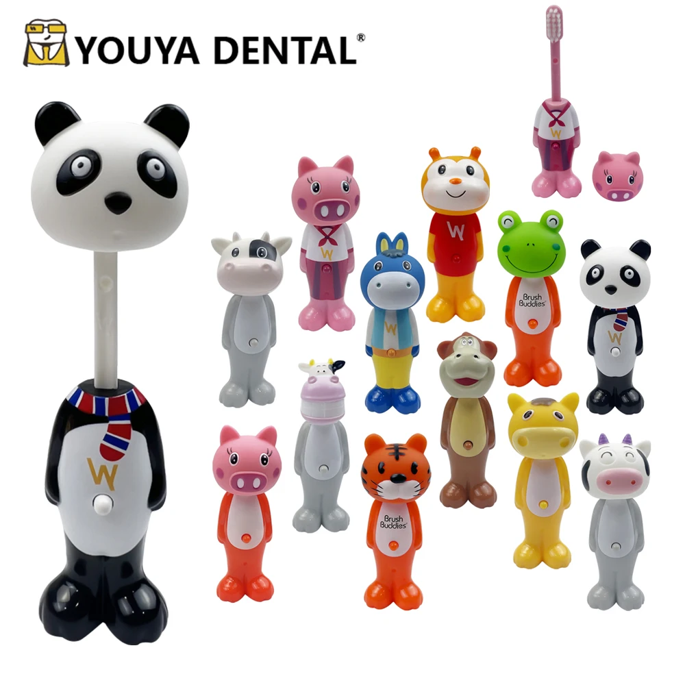 Baby Retractable Toothbrush Cute Cartoon 1PC Animal Shape Soft Toothbrush Kids Dental Oral Care Brush Tool Training Toothbrushes