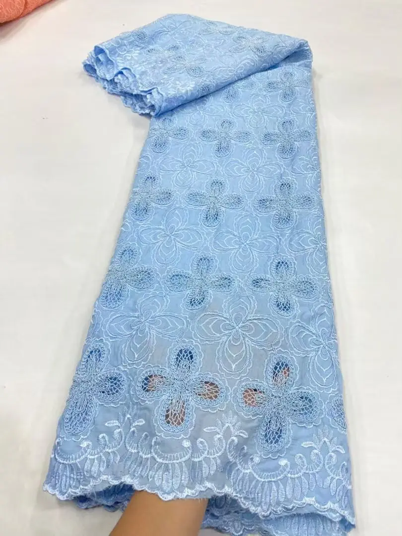 

High-Quality Africa Nigerian Sequins Cotton Embroidery Lace Fabric Tulle 5 Yards for Wedding Party Dress Chiffon jl516 2025