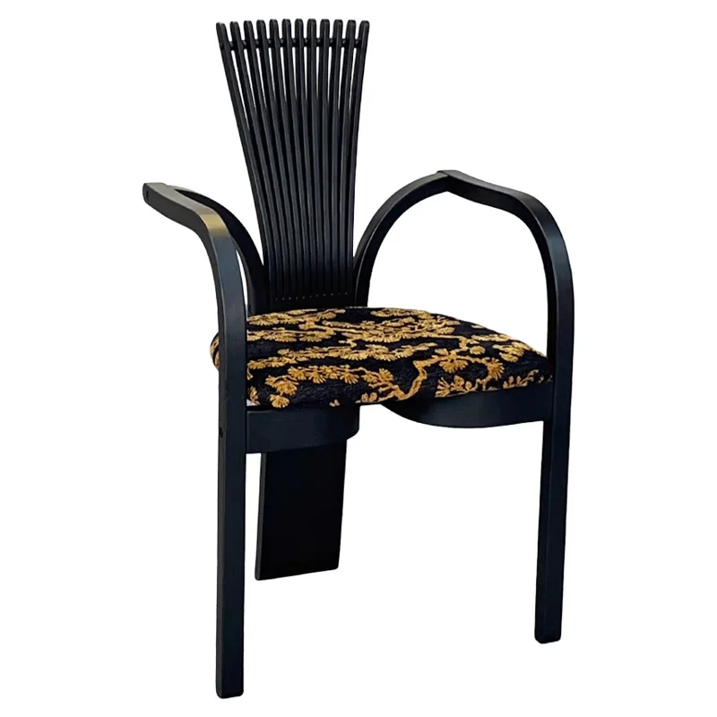 

French retro solid wood dining chair antique home dining table chair armchair