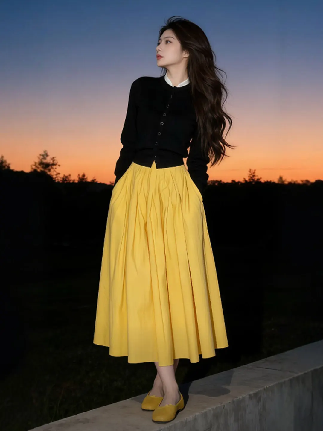 

Chic Spring 2026 Women's Faion Set Soft Sle Long Sve round Ne Knitted Top And f-length Skirt Comfortable Slim Fit
