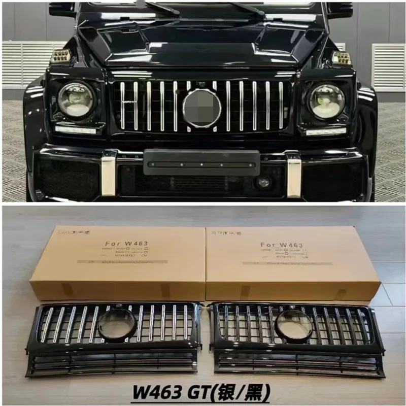 For W463 Old Mercedes-Benz G-Class G500, G63, G350, G55, Modified With New G63 Vertical Bar Grille, Black, Dark Night Gt Grille