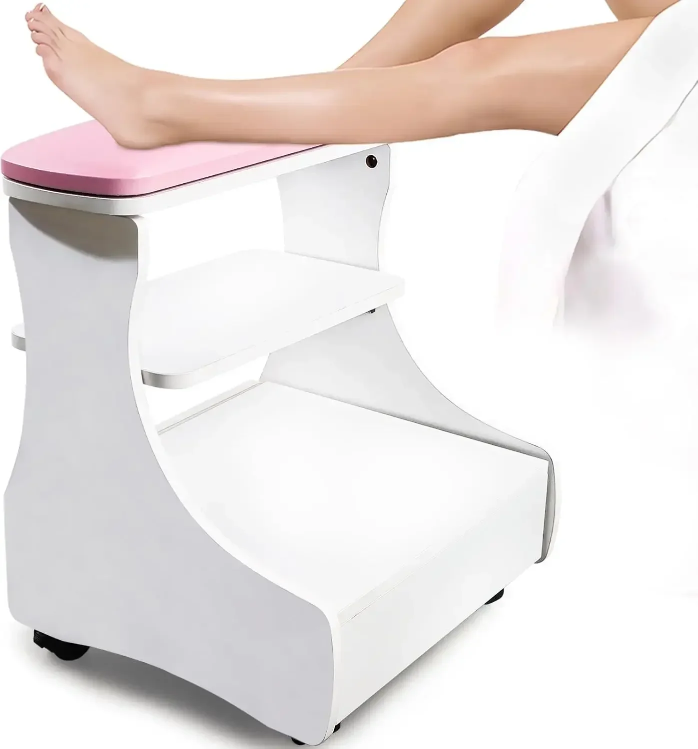 Repose-pieds de pédicure en cuir PU à roulettes, support de repose-pieds de beauté à domicile, support de tabouret de pied de manucure, utilisation à la maison, salon