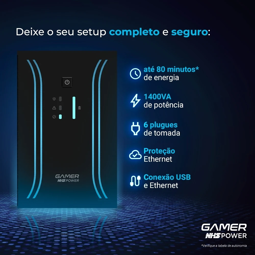 Nobreak NHS Gamer Power Senoidal 91.G0.014000 مدخلات بيفولت مخرج 120 فولت (2bat.9Ah/Prot.Eth/USB) #2