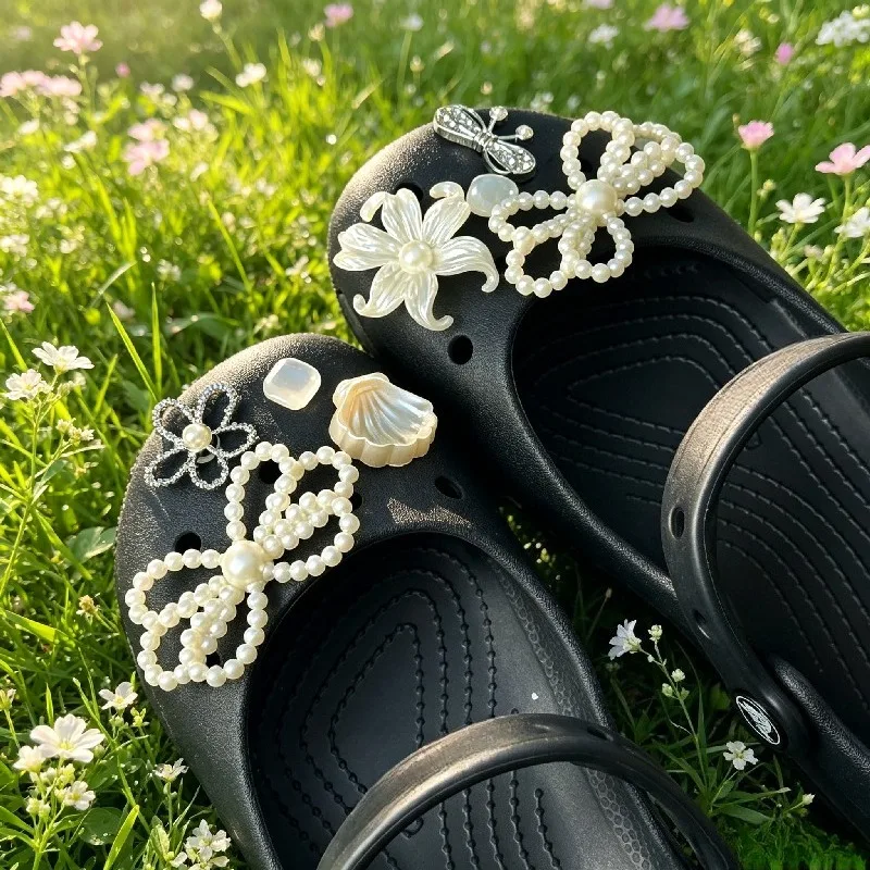 Original Shoe Charms Set Women Korean Iris Flower Corc Retro Fashion Flowing Ballet Shoe Decorations DIY Hole Shoe Accessories