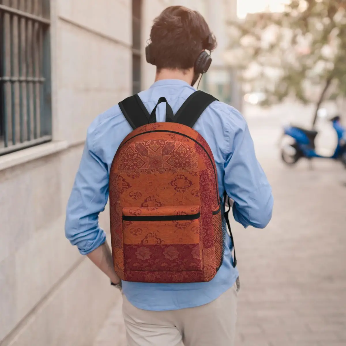 Vintage Bohemian Quilt In Burnt Orange Backpack Boys Girls BookBag Children School Bag Computer Shoulder Bags for Men Women